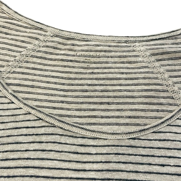 Garnet Hill NWT 100% Organic Linen Scoop Neck Striped T Shirt Quiet Luxury XL - Picture 4 of 8